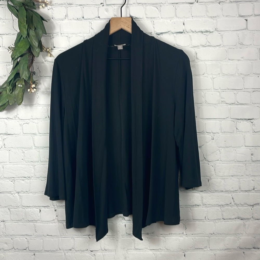 J. JILL Stretch Open Front Black 3/4 Stretchy Knit Cardigan size medium